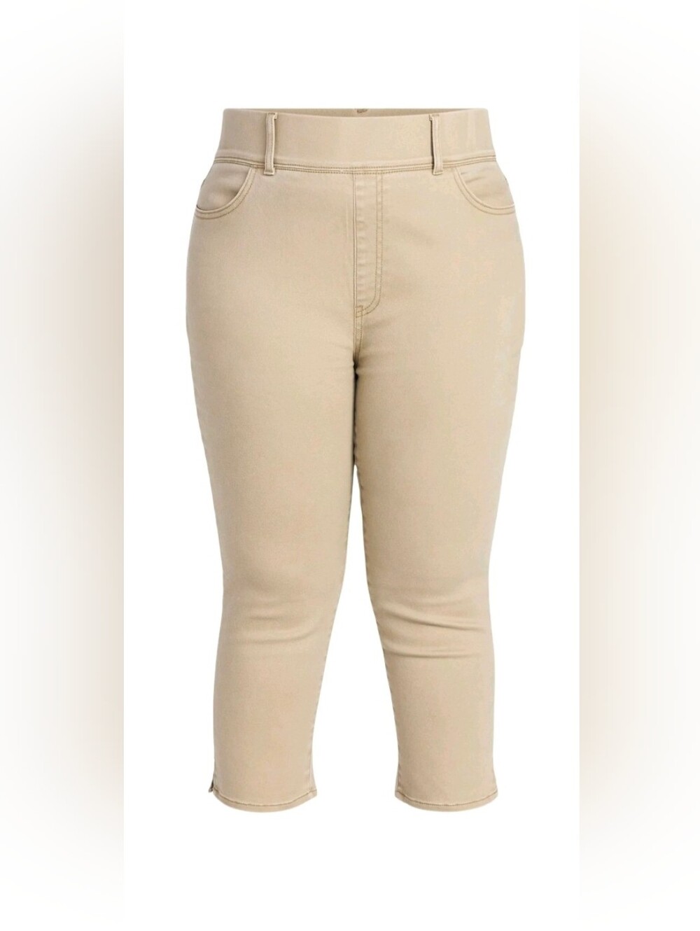 Terra & Sky NEW Plus Size 3X Khaki Pull On Capri Jeggings Elastic Waist - Picture 2 of 7